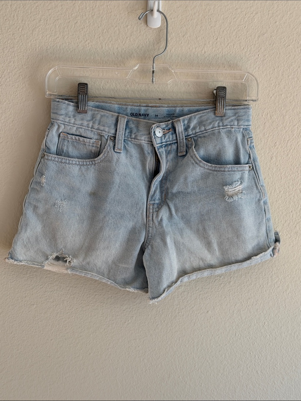 Old Navy Light Wash Distressed Denim Shorts